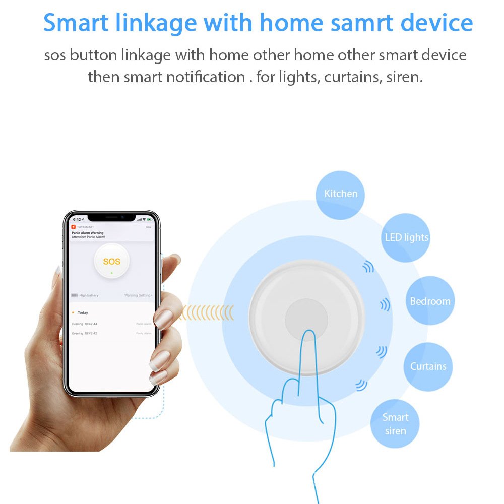 Smart Elderly Home - Kablosuz Panik Butonu Tuya Yaşlı Adam