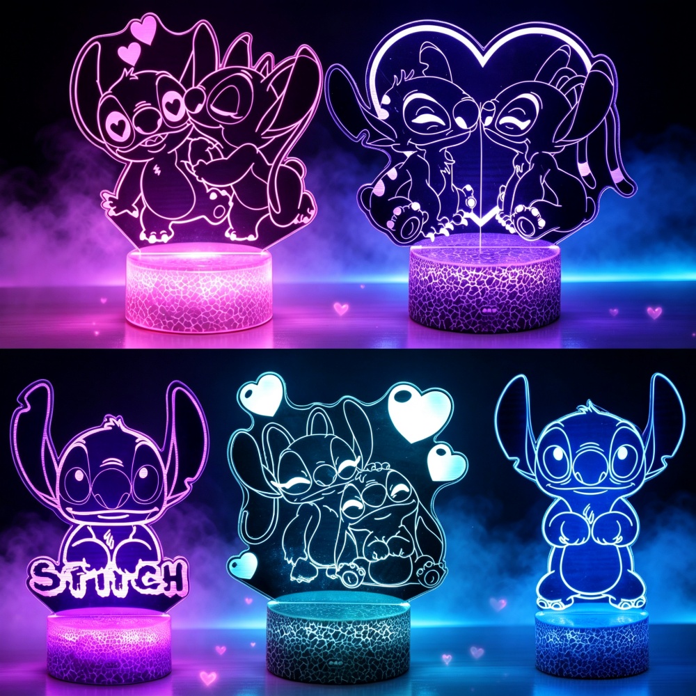 Smart Home Decor - Lilo & Stitch 3D LED Gece