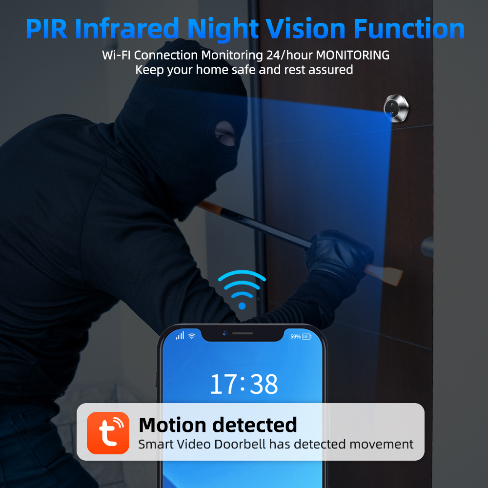 1080P WiFi Peephole Tuya Akıll - Smart Home Video Doorbell incelemesi ve fiyatı